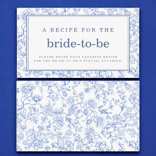 Blue Floral Bridal Shower Recipe Share Enclosure Card