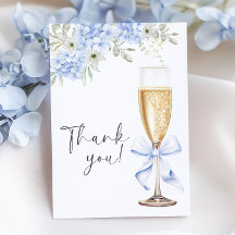 Blue Floral Bridal Shower Thank You Card