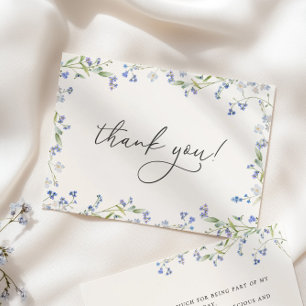 Blue Floral Bridal Shower Thank You Card