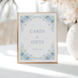 Blue Floral Bridal Tea Party Welcome Poster