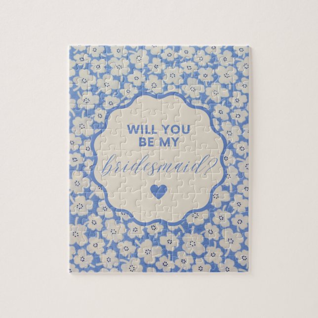 Blue Floral Bridesmaid Proposal Puzzle (Vertical)