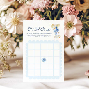 Blue Floral Bubbly Bridal Bingo Game