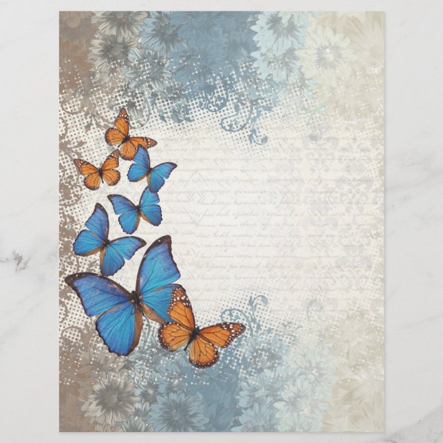 Blue floral butterflies flyer (Front)