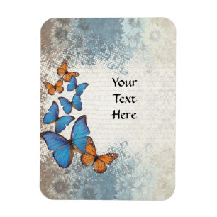 Blue floral butterflies magnet