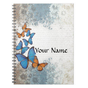 Blue floral butterflies notebook