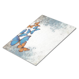Blue floral butterflies notepad