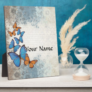 Blue floral butterflies plaque