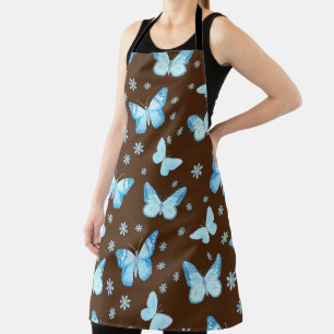 Blue Floral Butterfly Apron