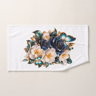 Blue Floral Butterfly Bath Towel | Elegant Flower