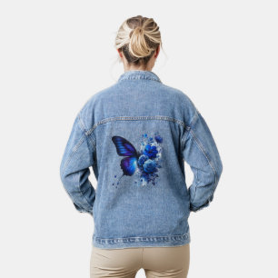 Blue Floral Butterfly Denim Jacket