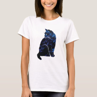 Blue Floral Cat Women's T-Shirt
