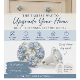 Blue Floral Ceramic Cabinet Knob | Hydrangea Coast