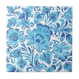 Blue Floral Ceramic Tile