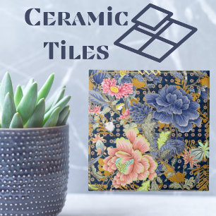 Blue Floral Ceramic Tile