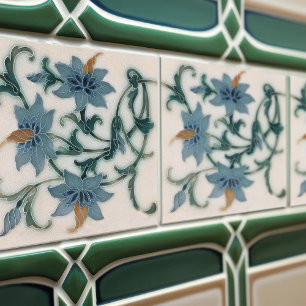 Blue Floral Ceramic Tile by Lewis F Day Pilkington
