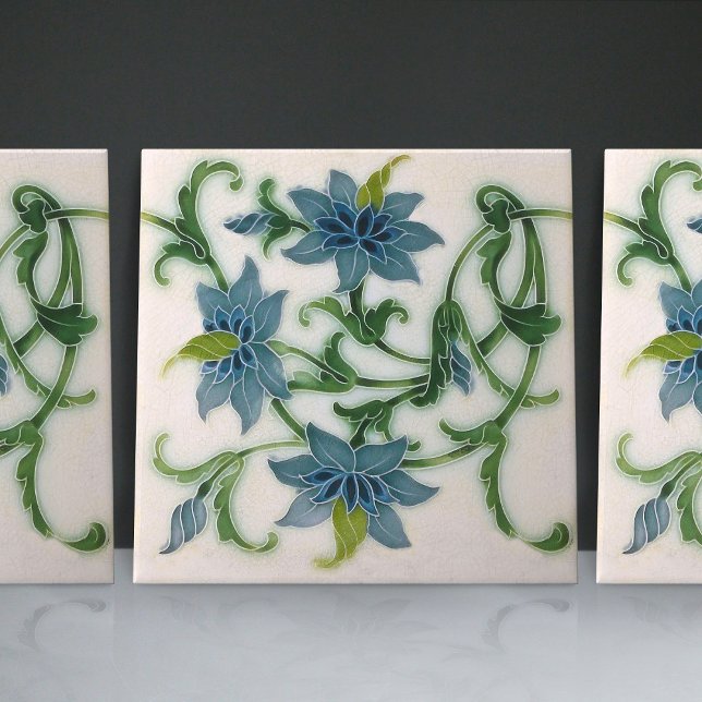 Blue Floral Ceramic Tile by Lewis F Day Pilkington (Creator Uploaded)