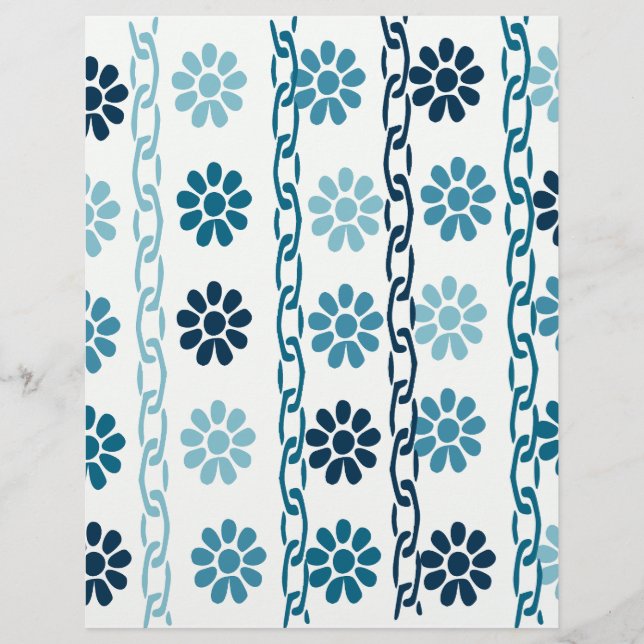 Blue Floral Chain Scrapbook paper (Front)