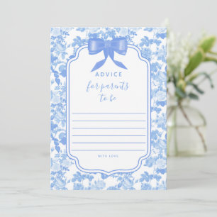 Blue Floral Chinoiserie Baby Shower Advice Card