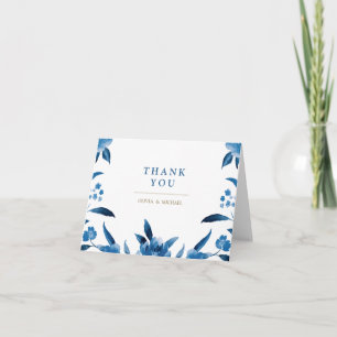 Blue floral Chinoiserie Wedding thank you Card