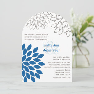 Blue Floral Chrysanthemum Wedding Invitations