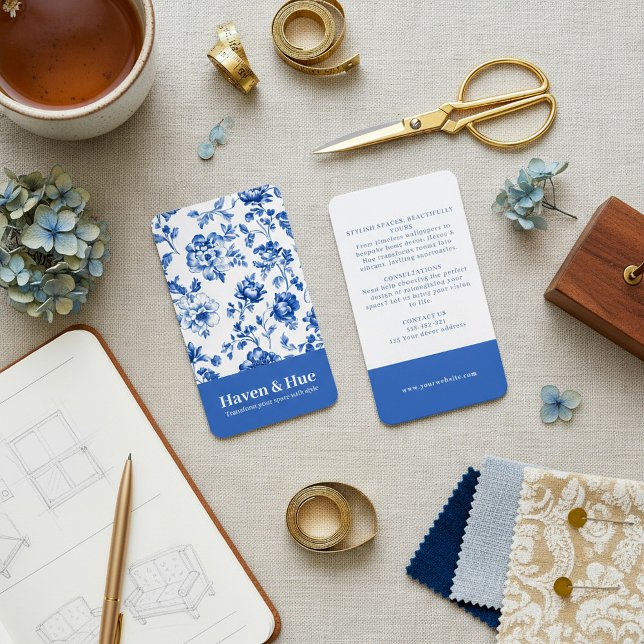 Blue Floral Classic delftware Pattern Business Card (Blue Floral Classic delftware Pattern Business Card.)