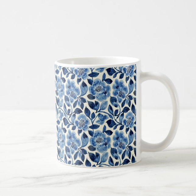 Blue Floral  Coffee Mug (Right)