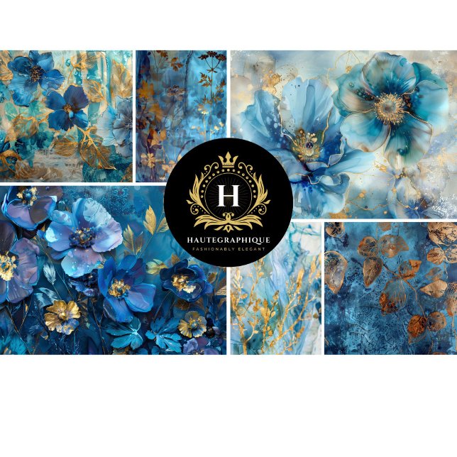  Blue Floral Collage Decoupage Tissue Paper (Creator Uploaded)