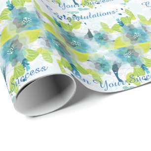 Blue Floral Congratulations Gift Wrap