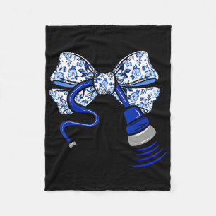 Blue Floral Coquette Bow Ultrasound Nurse Sonograp Fleece Blanket