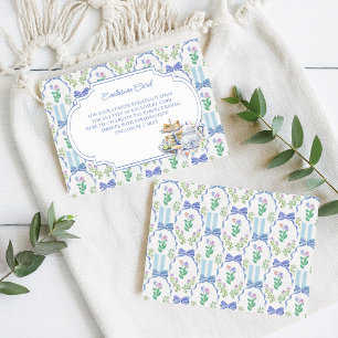 Blue Floral Coquette Tea Party Bridal Shower Enclosure Card