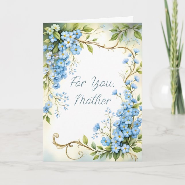 Blue Floral Corner Design Card (Front)