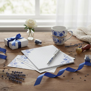 Blue floral corners notepad