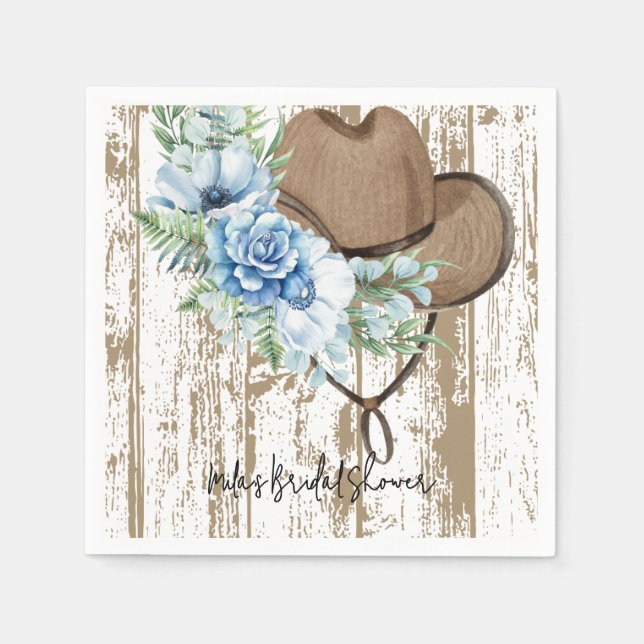 Blue floral cowgirl napkins  (Front)