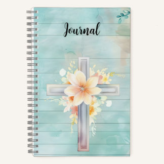 Blue Floral Cross Journal
