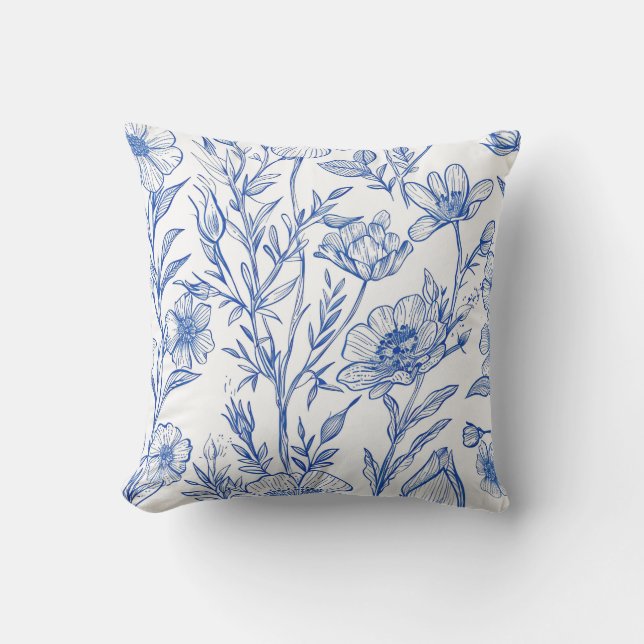 Blue Floral Cushion (Front)