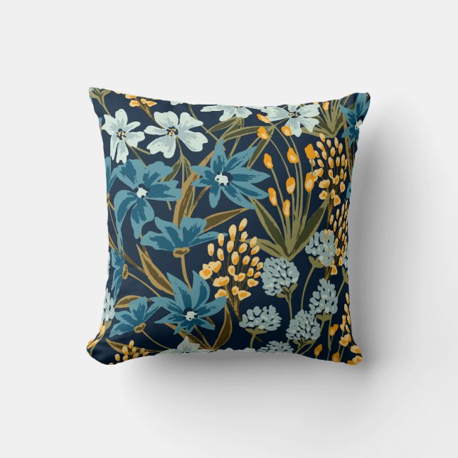 Blue Floral Cushion (Front)