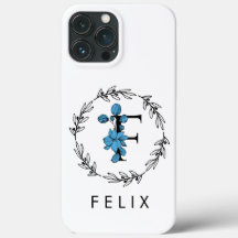 Blue Floral Custom Monogram - Letter F