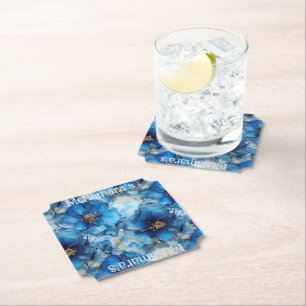 Blue Floral Custom paper coasters
