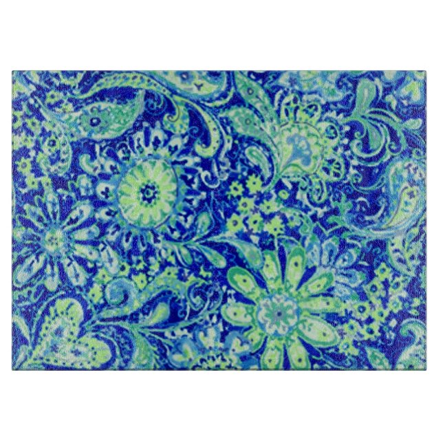 Blue Floral Cutting Board (Front)