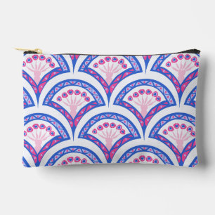 blue floral damask pattern accessory pouch