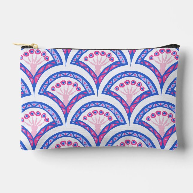 blue floral damask pattern  accessory pouch (Front)