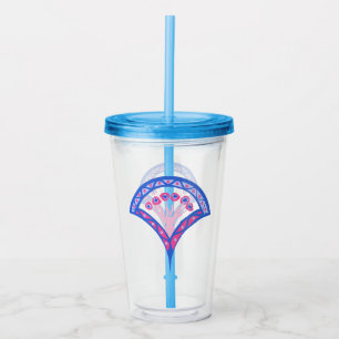 blue floral damask pattern  acrylic tumbler