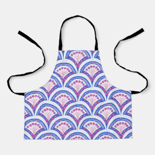 blue floral damask pattern  apron