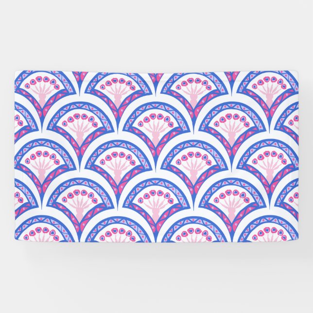 blue floral damask pattern  banner (Horizontal)