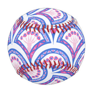 blue floral damask pattern baseball