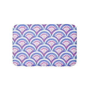 blue floral damask pattern  bath mat