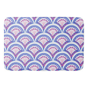 blue floral damask pattern  bath mat
