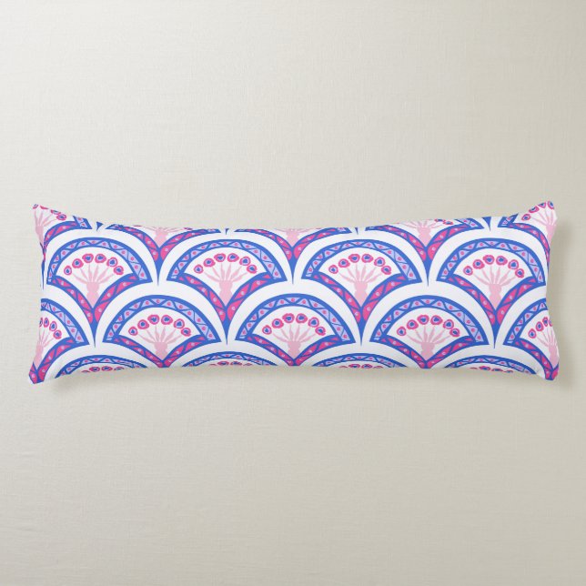 blue floral damask pattern  body cushion (Front)