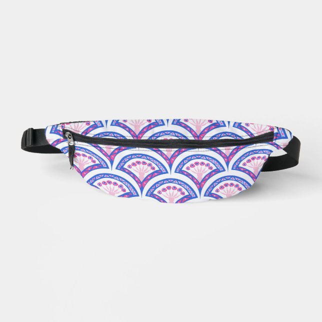 blue floral damask pattern  bum bags (Front)