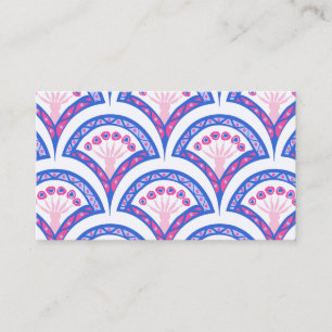 blue floral damask pattern business card